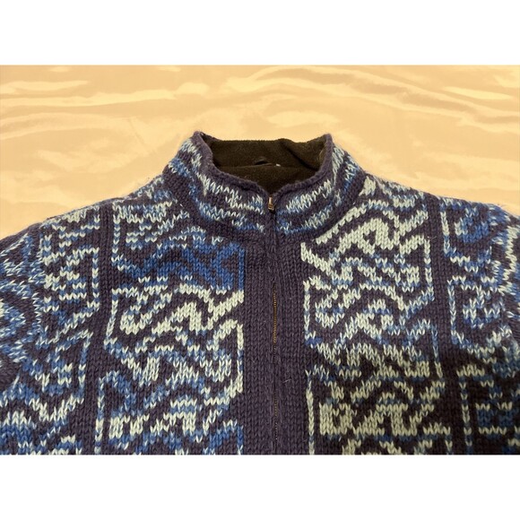 Cardigan Sweater Zip Handmade NEPAL 100% Himalayan Wool Lined L Cabincore Heavy - Picture 6 of 16